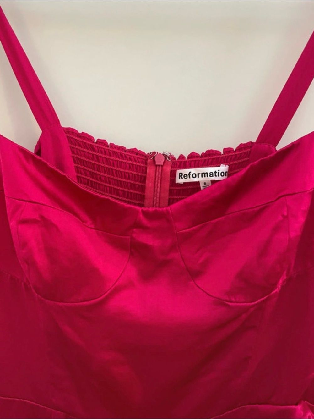 Reformation Hot Pink Fonda Silk Slip Dress 8 - Picture 4 of 7